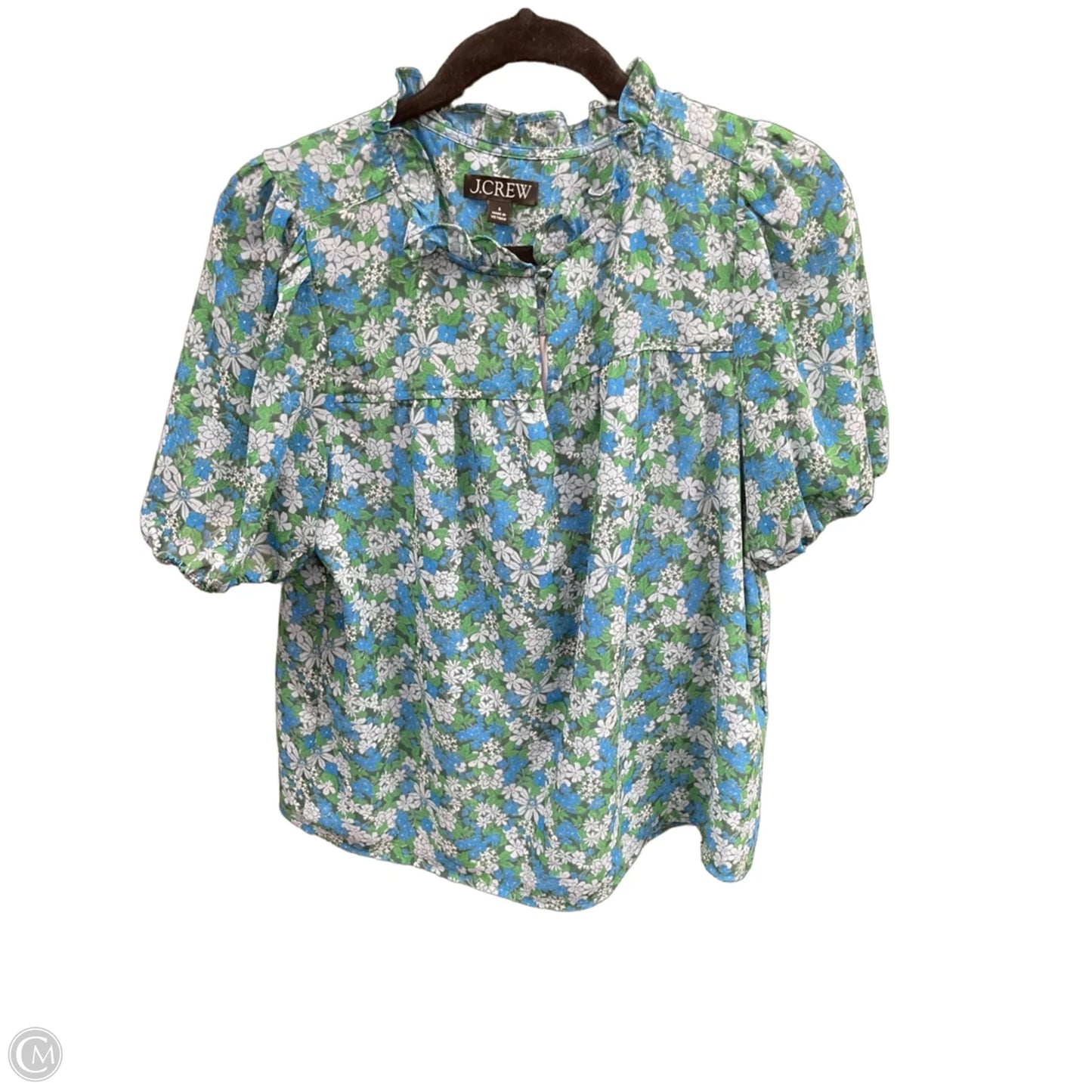 Blouse Short Sleeve By J. Crew In Blue & Green, Size: S