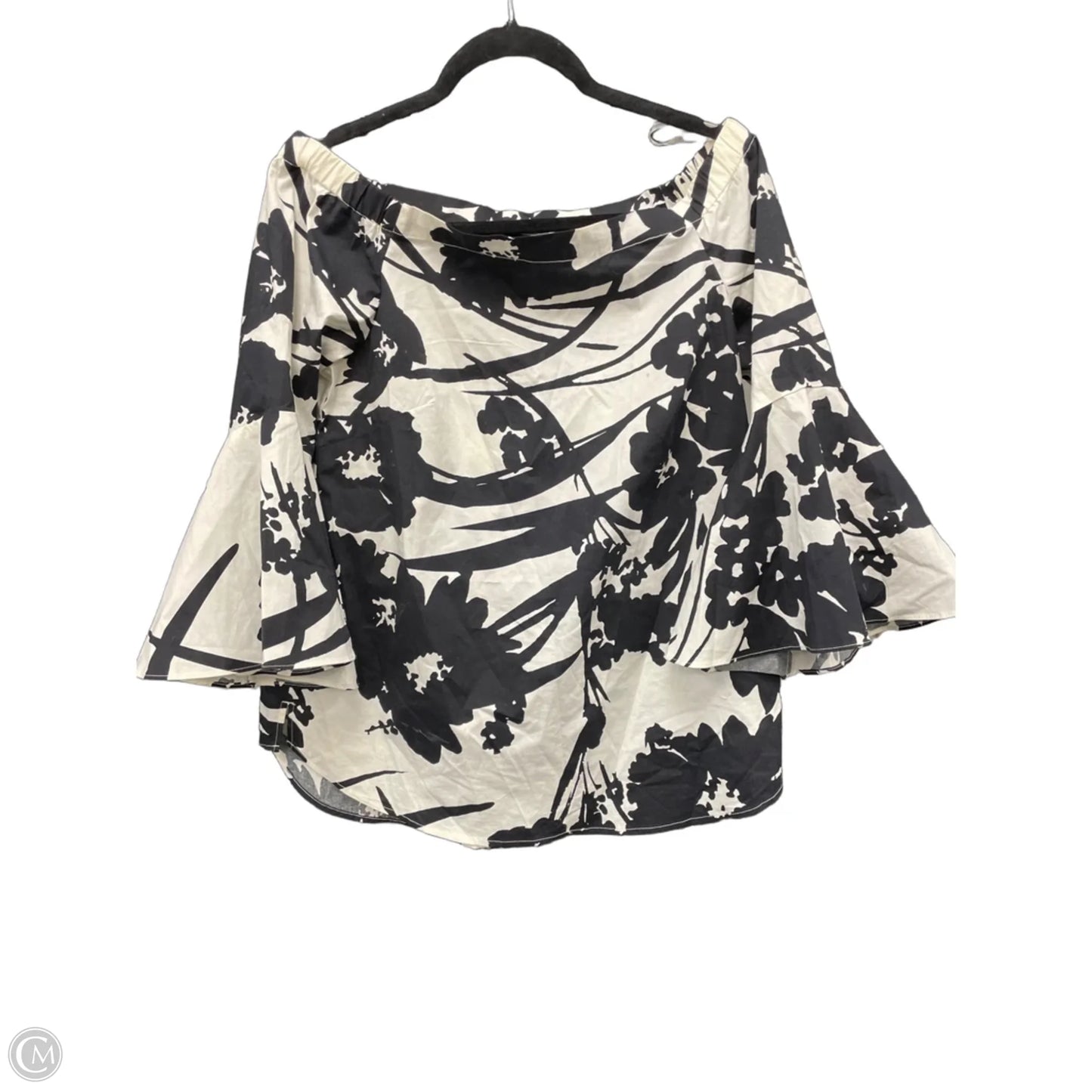 Blouse 3/4 Sleeve By White House Black Market In Black & White, Size: S