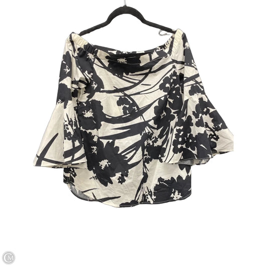 Blouse 3/4 Sleeve By White House Black Market In Black & White, Size: S