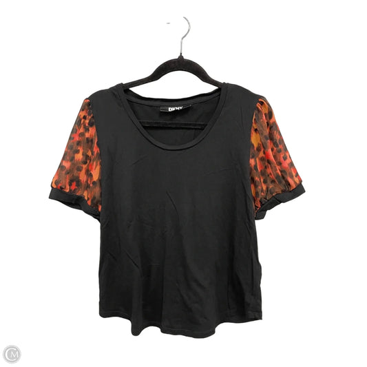 Top Short Sleeve By Dkny In Black & Orange, Size: L