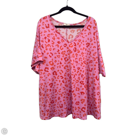 Top Short Sleeve Basic By Entro In Orange & Pink, Size: 2x