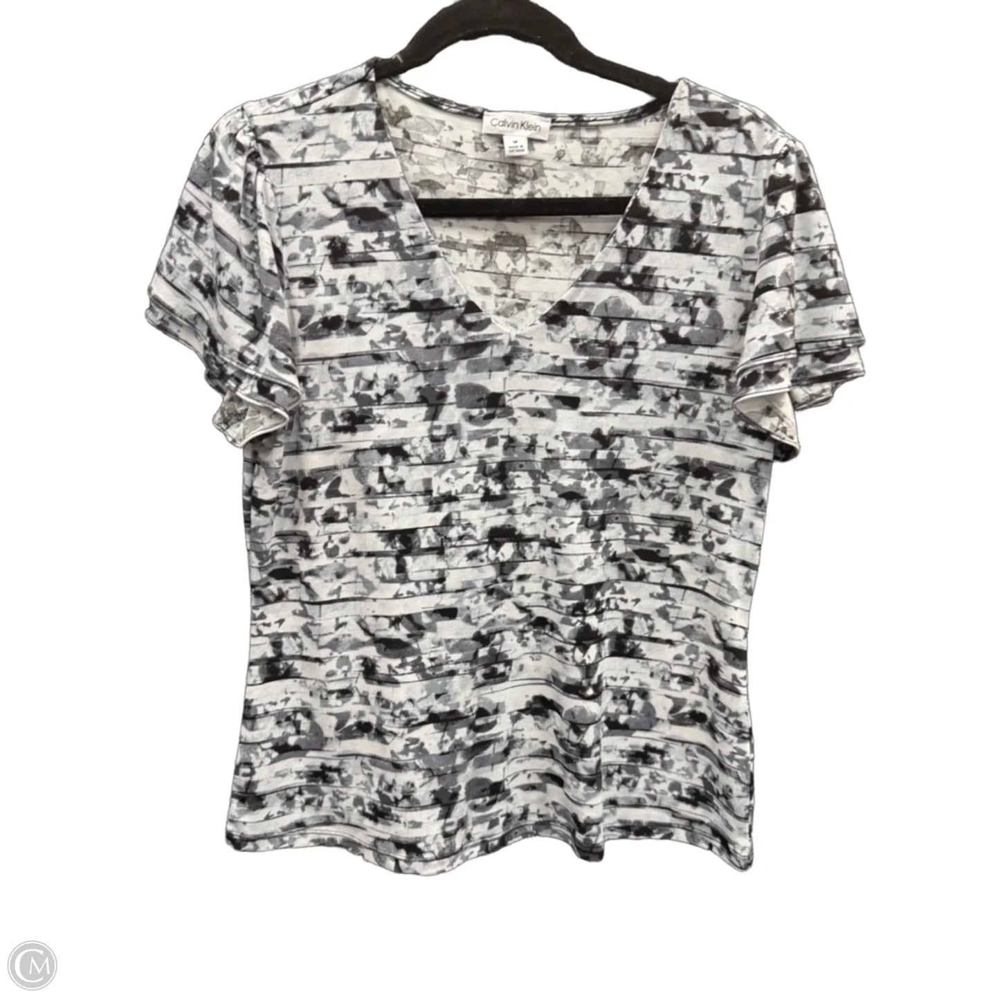 Top Short Sleeve By Calvin Klein In Black & White, Size: M