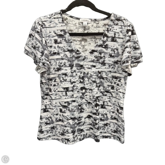 Top Short Sleeve By Calvin Klein In Black & White, Size: M