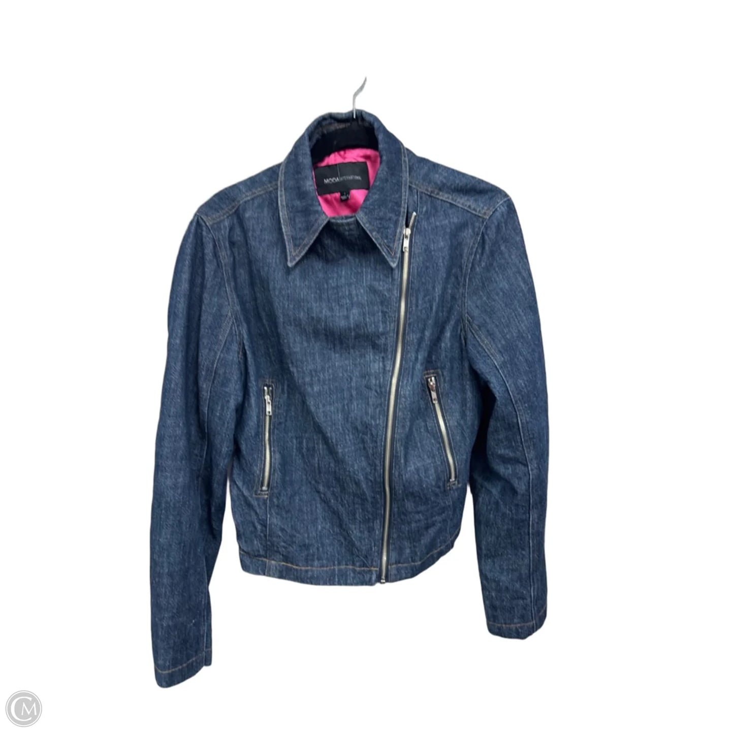 Jacket Denim By Moda Intl In Blue Denim, Size: L