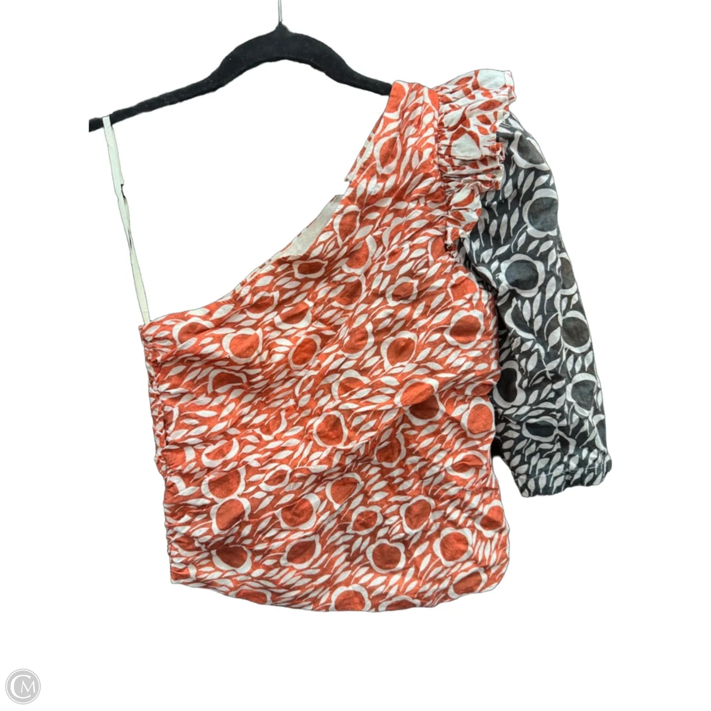 Blouse 3/4 Sleeve By Cmb In Grey & Orange, Size: 2
