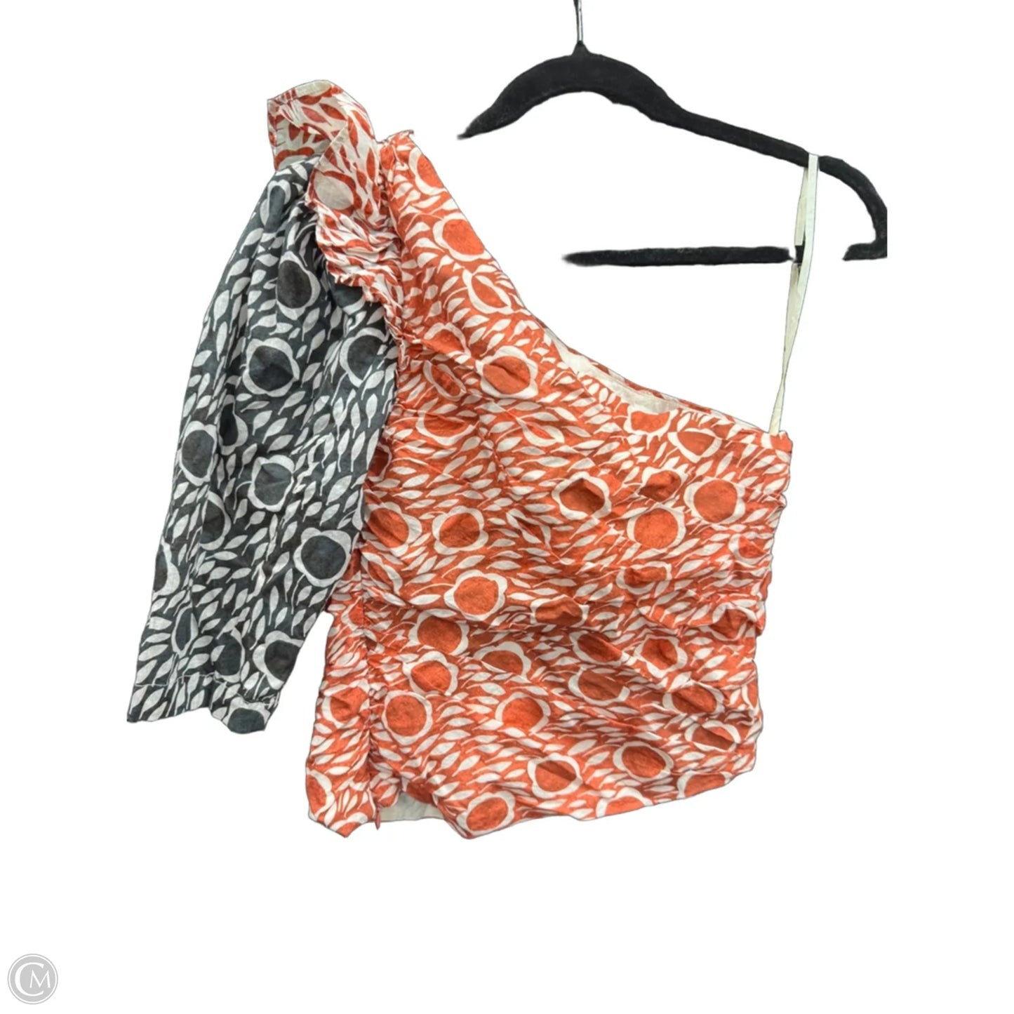 Blouse 3/4 Sleeve By Cmb In Grey & Orange, Size: 2