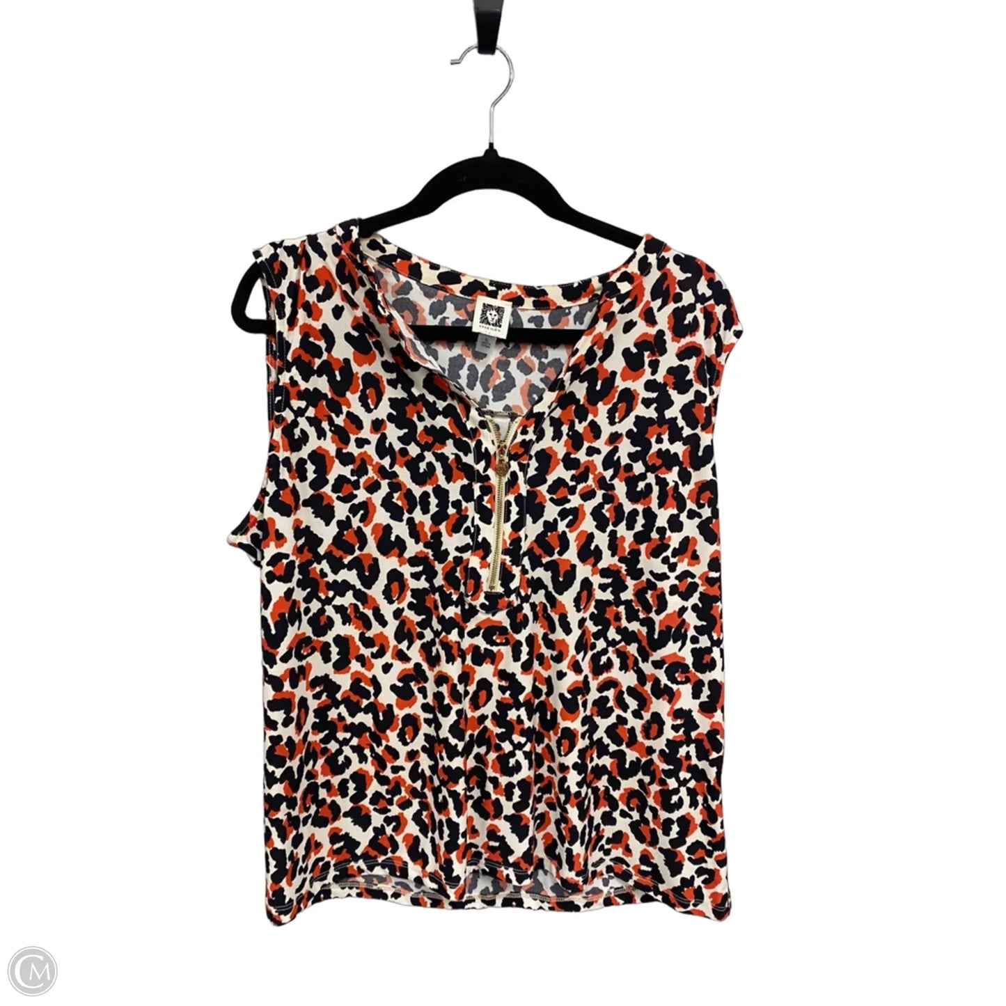 Top Sleeveless By Anne Klein In Black & Orange, Size: Xl