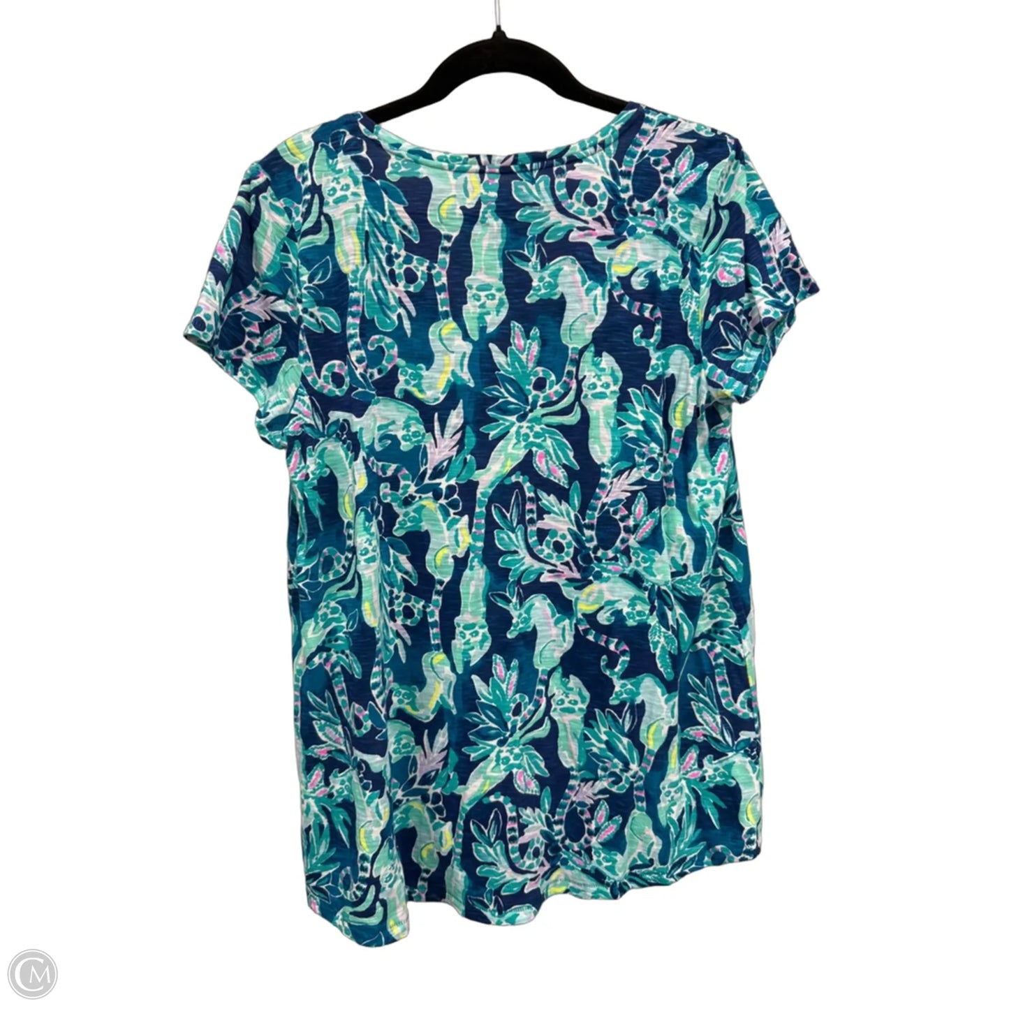 Top Short Sleeve Designer By Lilly Pulitzer In Blue & Purple, Size: L