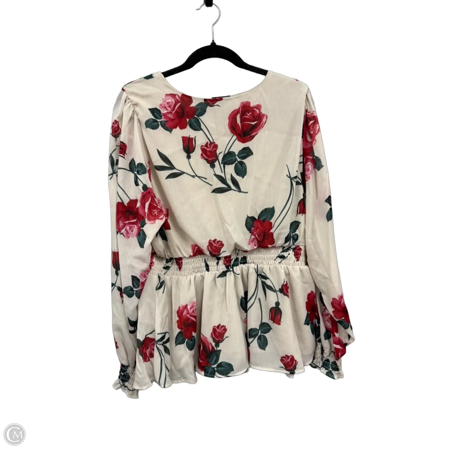 Blouse Long Sleeve By Torrid In Cream & Red, Size: 2x