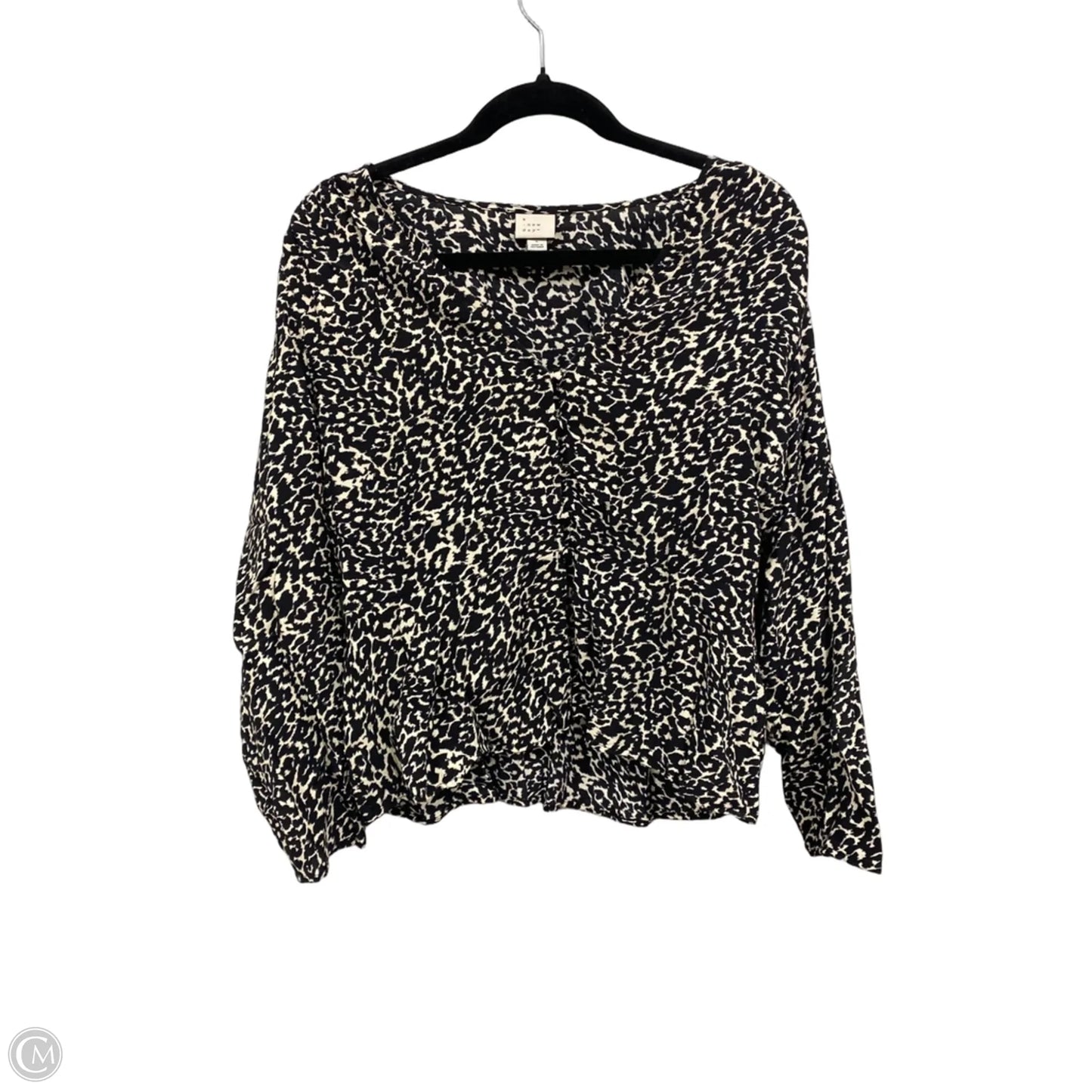 Blouse Long Sleeve By A New Day In Black & Cream, Size: L