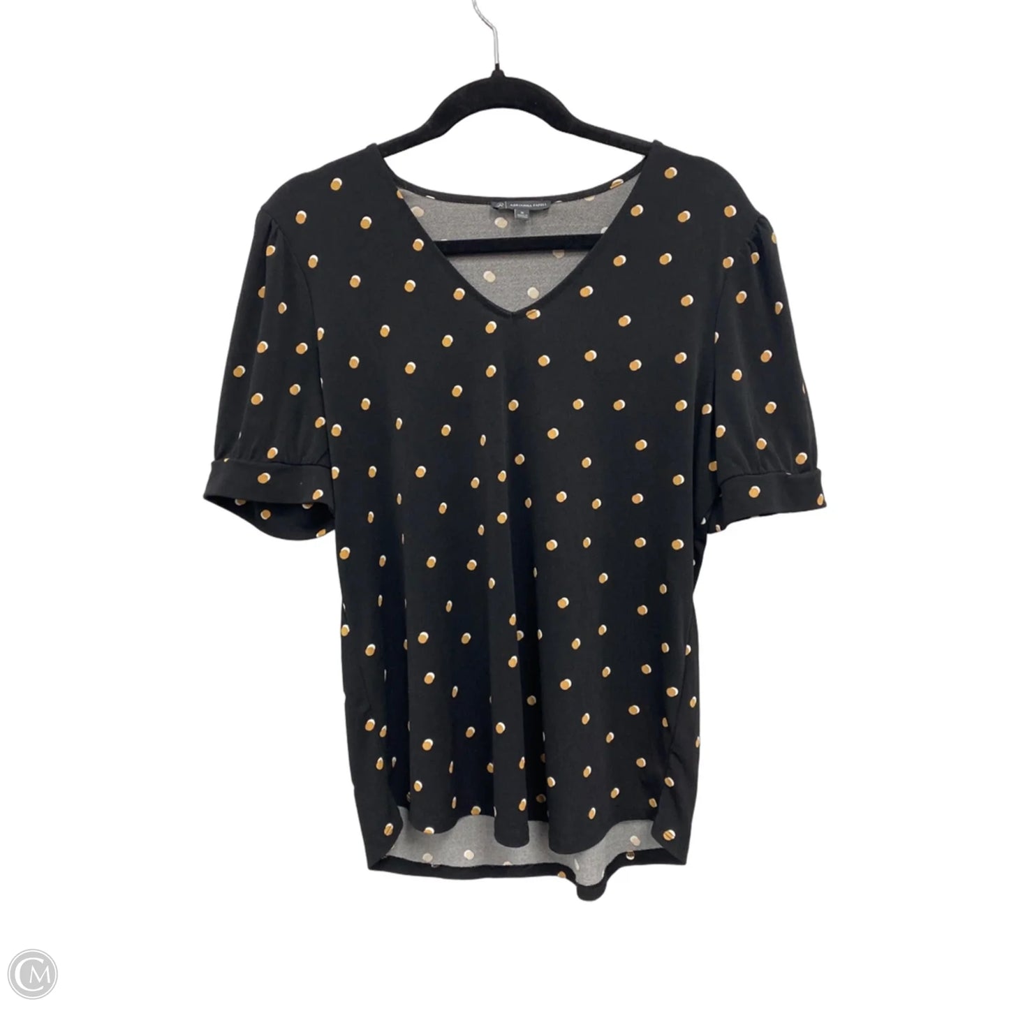 Top Short Sleeve By Adrianna Papell In Black & Tan, Size: M