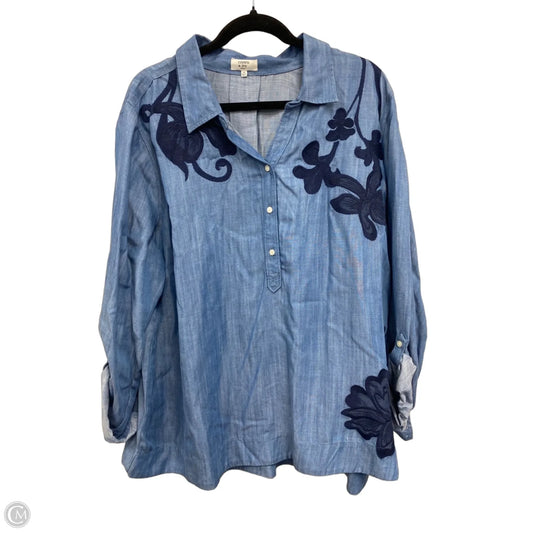 Blouse Long Sleeve By Crown And Ivy In Blue, Size: 3x