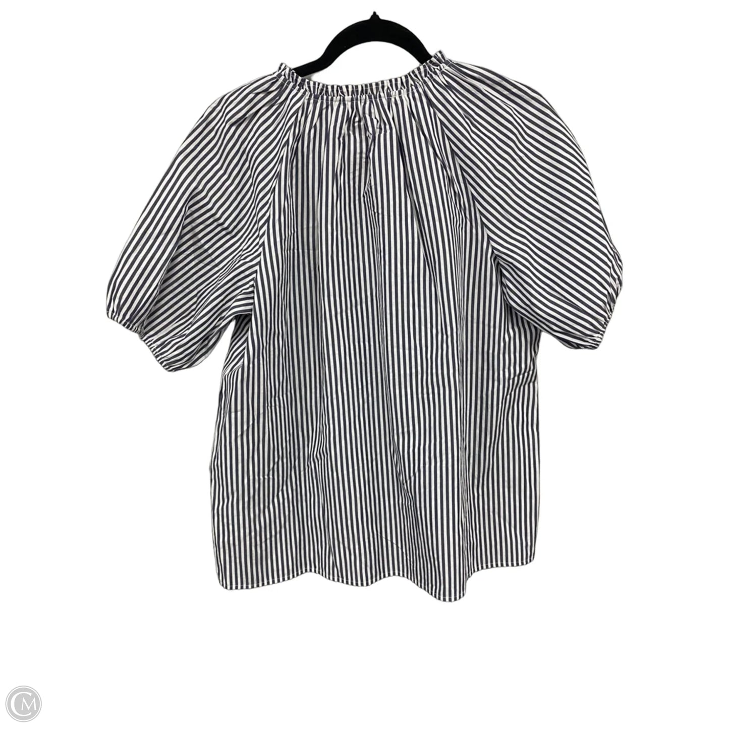 Blouse Short Sleeve By Cato In Grey & White, Size: M