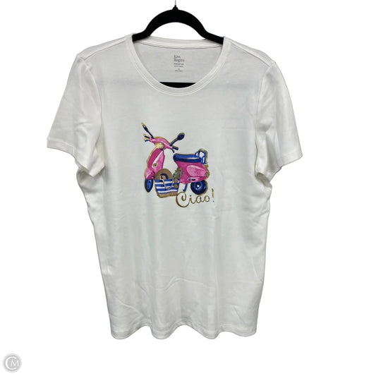 Top Short Sleeve Basic By Kim Rogers In Pink & White, Size: M