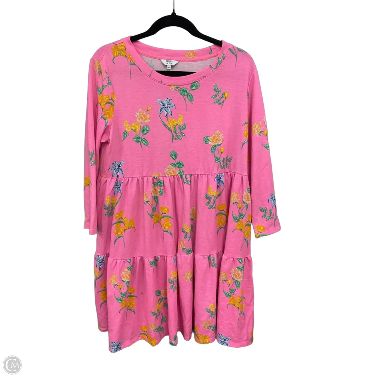 Dress Casual Short By Crown And Ivy In Green & Pink, Size: L