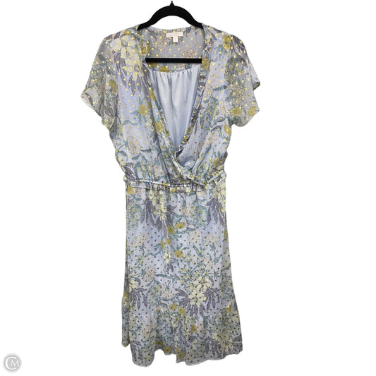 Dress Casual Midi By Lc Lauren Conrad In Blue & Yellow, Size: L