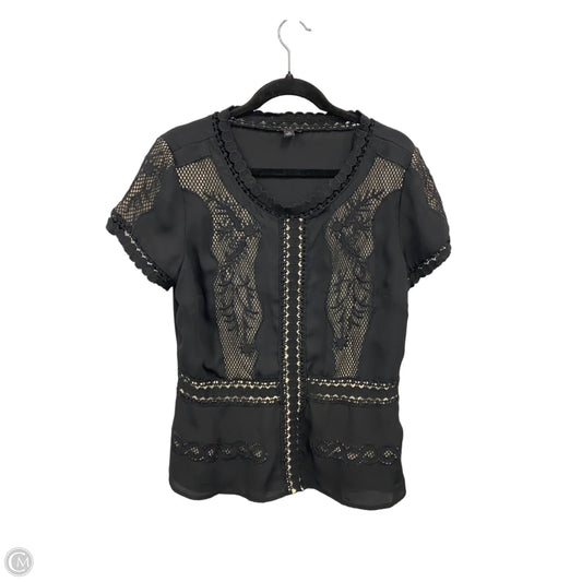 Blouse Short Sleeve By Ann Taylor In Black & Cream, Size: 12