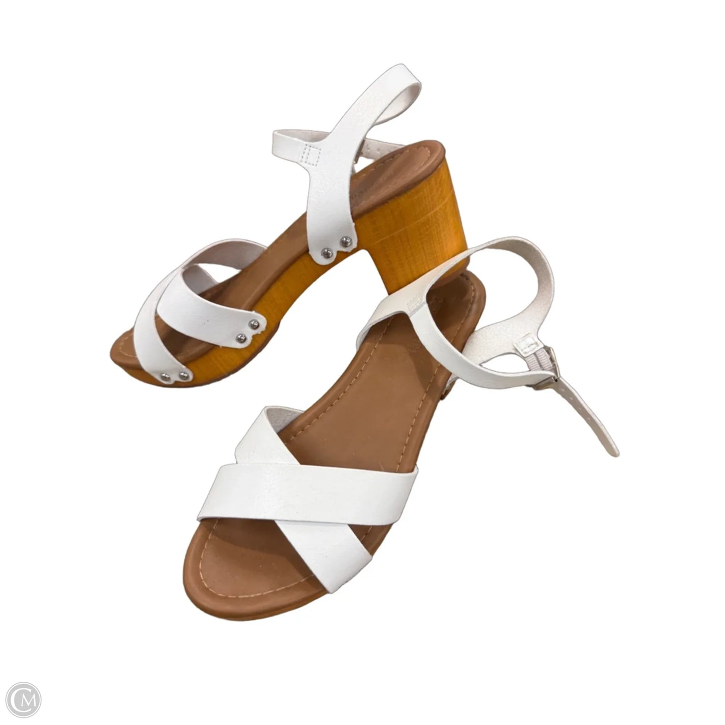 Sandals Heels Block By Cushionaire In White, Size: 9
