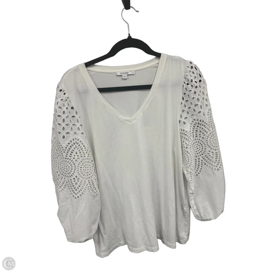 Top 3/4 Sleeve By Chicos In White, Size: L