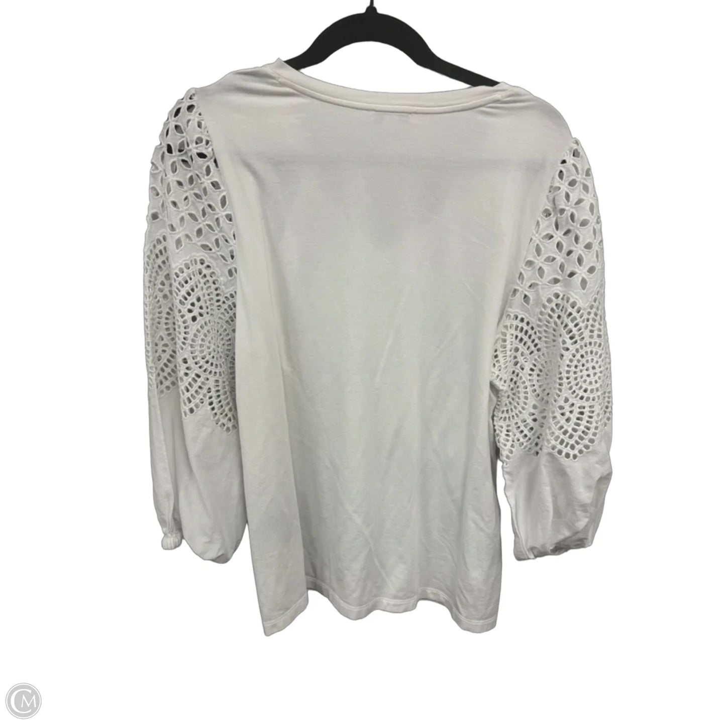 Top 3/4 Sleeve By Chicos In White, Size: L