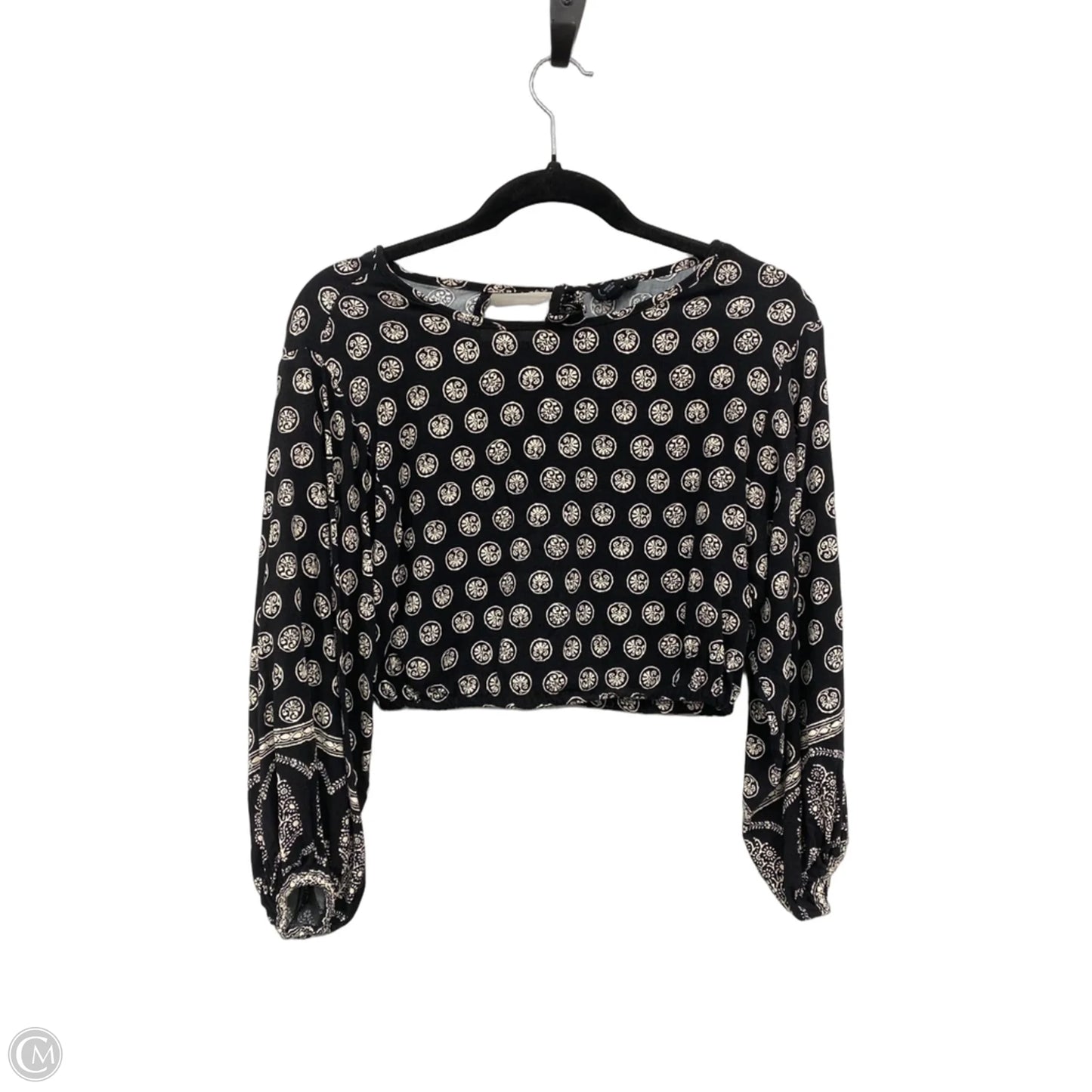 Blouse Long Sleeve By Nicole By Nicole Miller In Black & White, Size: Xs