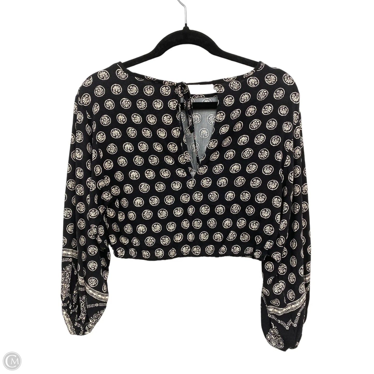 Blouse Long Sleeve By Nicole By Nicole Miller In Black & White, Size: Xs