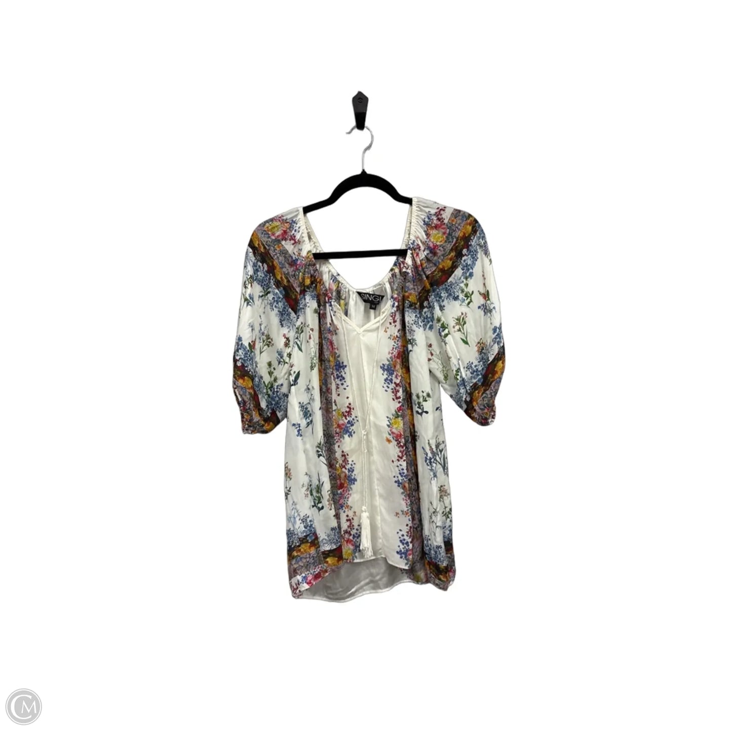 Blouse Short Sleeve By Clothes Mentor In Blue & White, Size: M