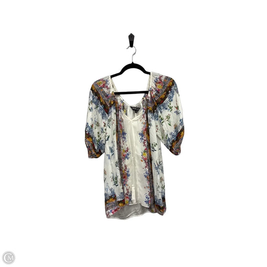 Blouse Short Sleeve By Clothes Mentor In Blue & White, Size: M