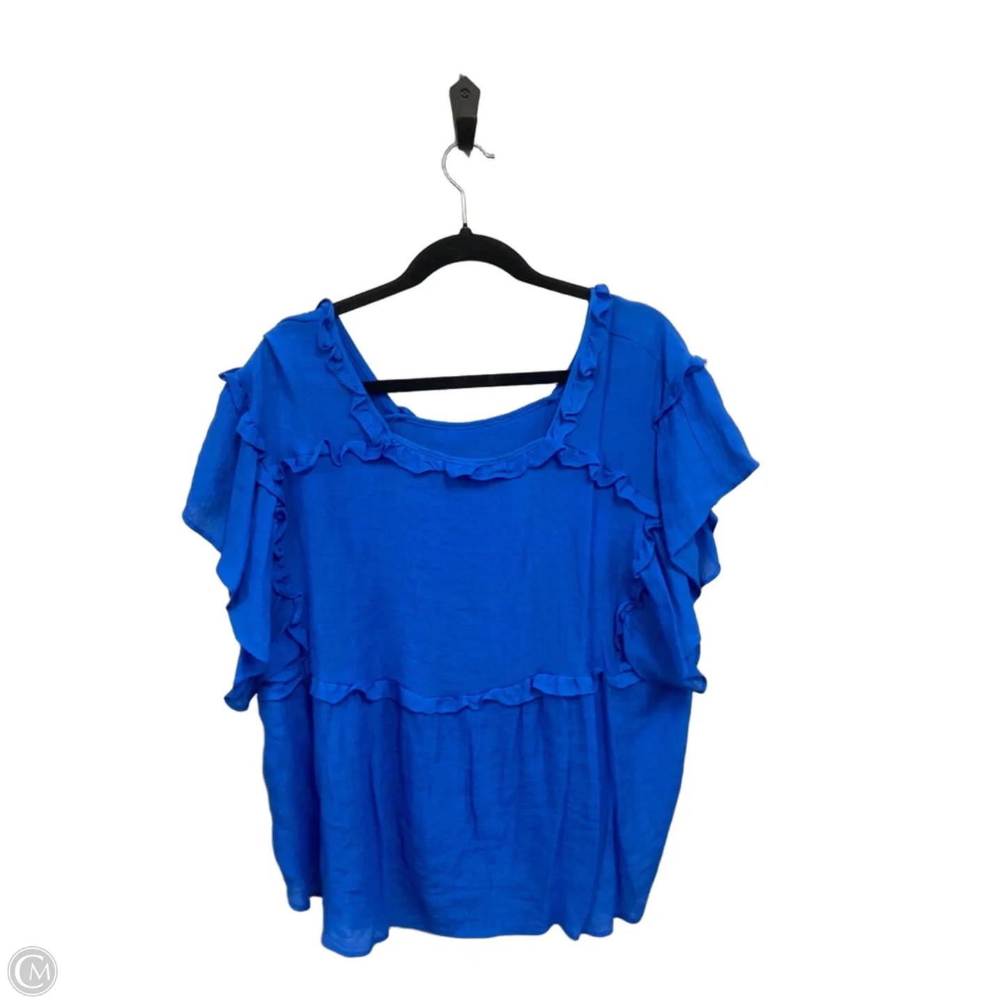 Blouse Short Sleeve By Zac And Rachel In Blue, Size: L