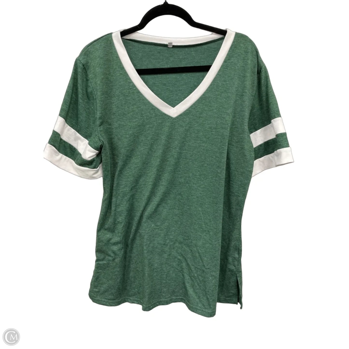 Top Short Sleeve Basic By Clothes Mentor In Green & White, Size: L
