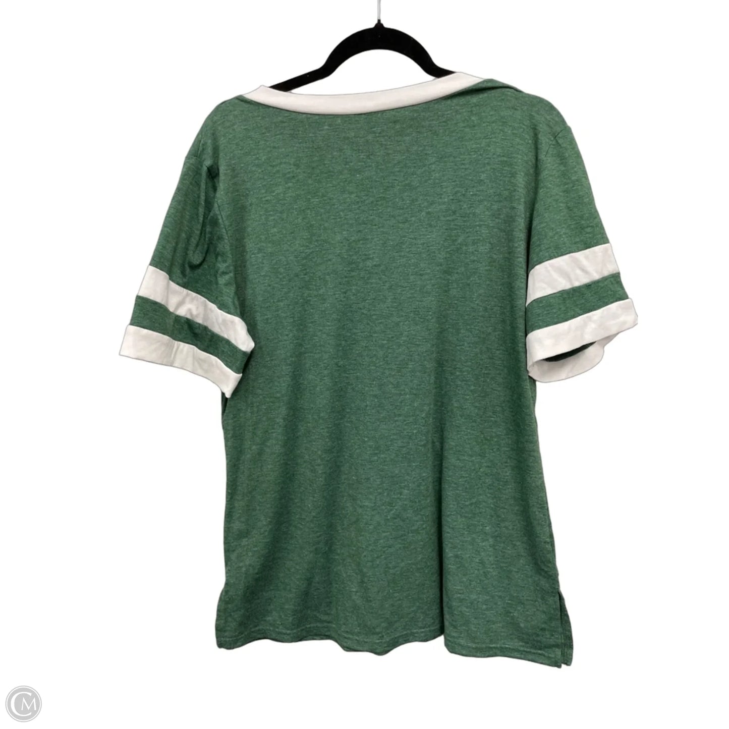 Top Short Sleeve Basic By Clothes Mentor In Green & White, Size: L