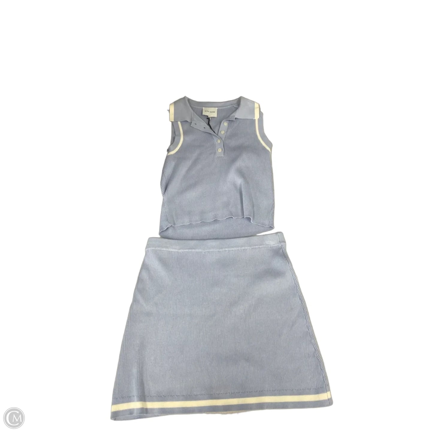 Skirt Set 2pc By Pink Rose In Blue & White, Size: L