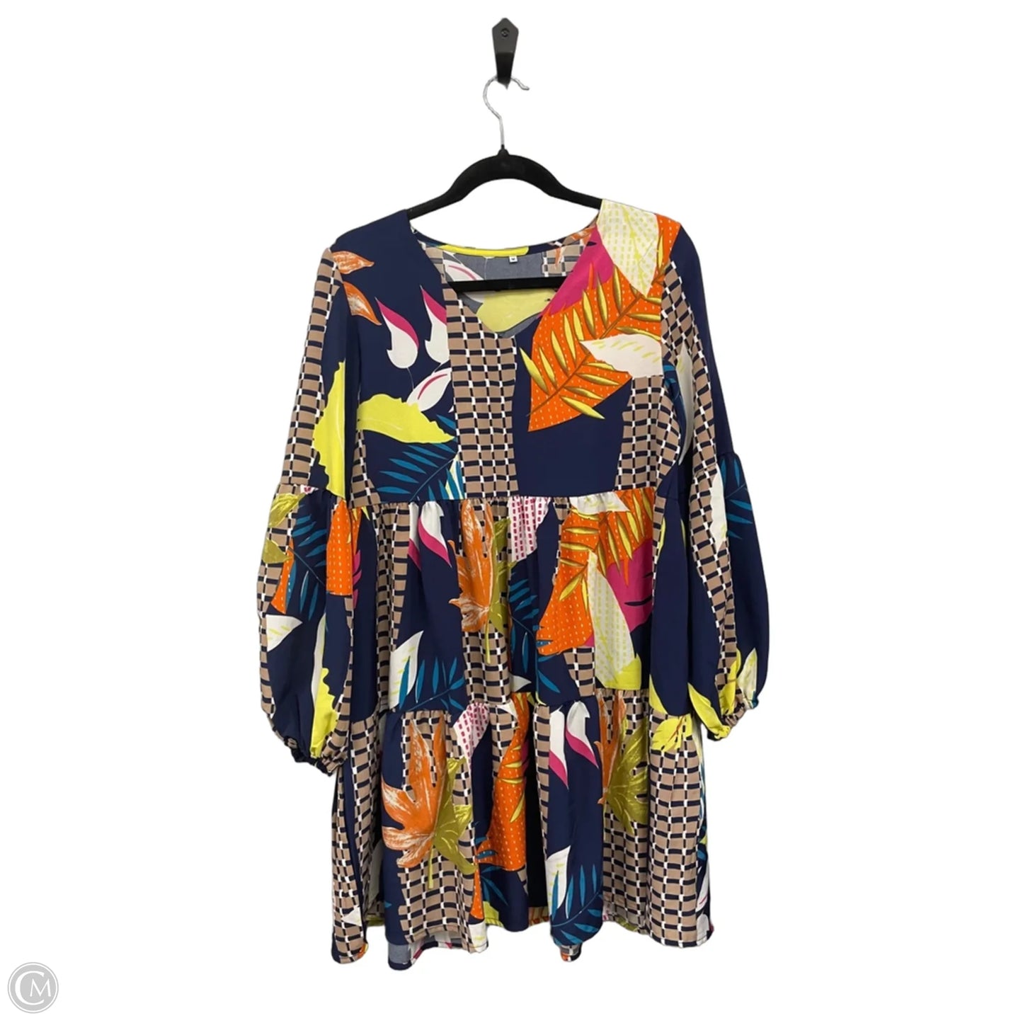 Dress Casual Short By Clothes Mentor In Blue & Yellow, Size: M