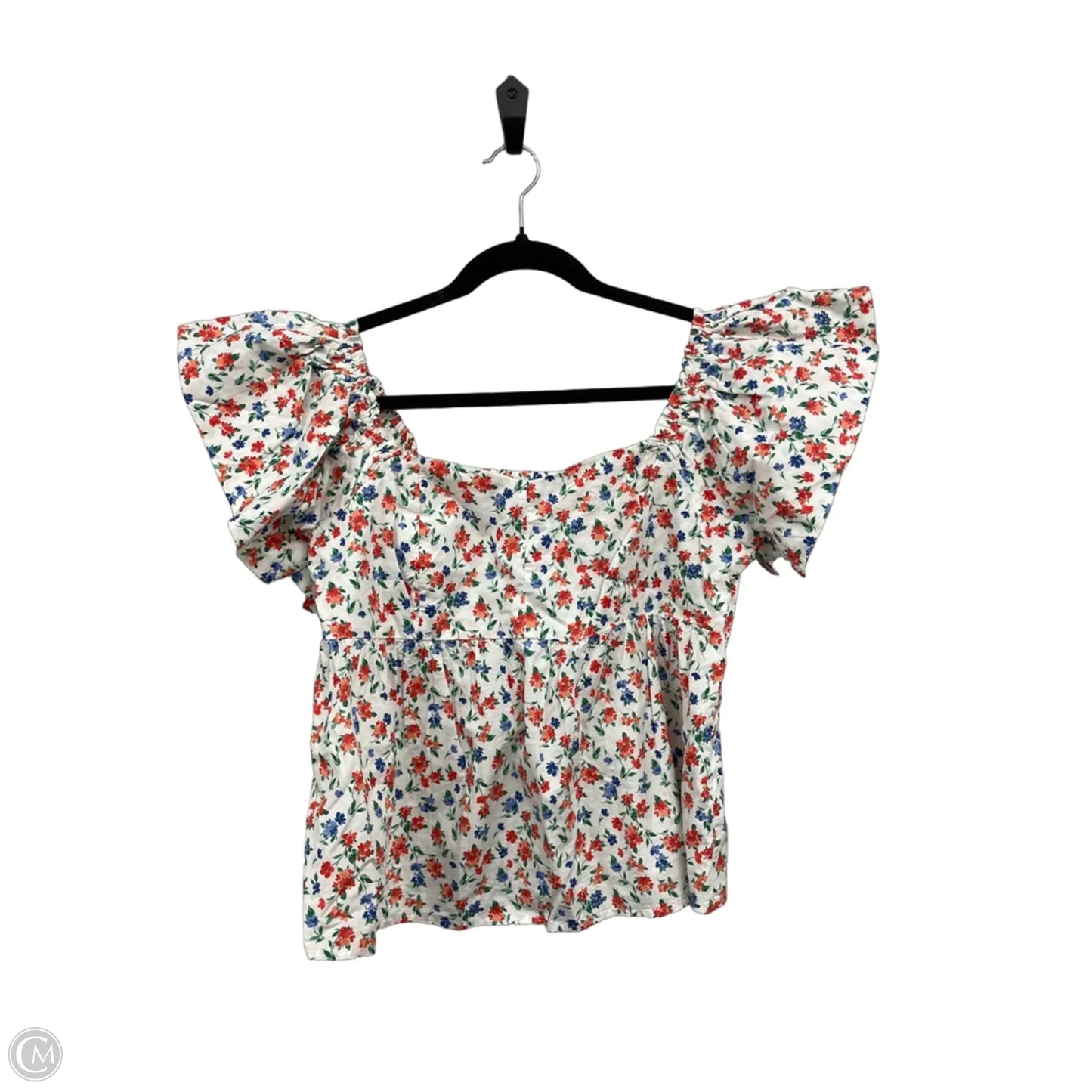 Blouse Short Sleeve By Old Navy In Blue & Orange, Size: L