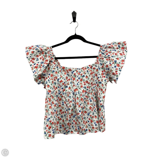 Blouse Short Sleeve By Old Navy In Blue & Orange, Size: L