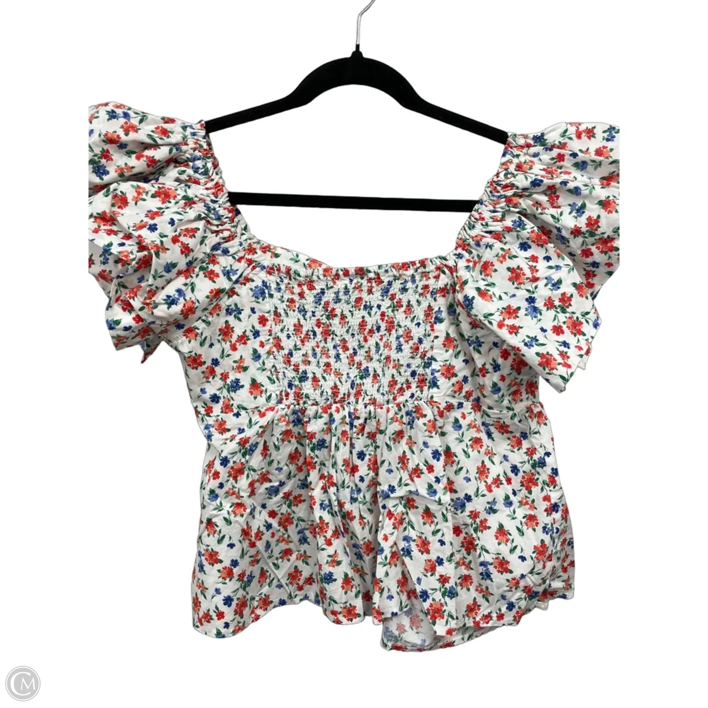 Blouse Short Sleeve By Old Navy In Blue & Orange, Size: L