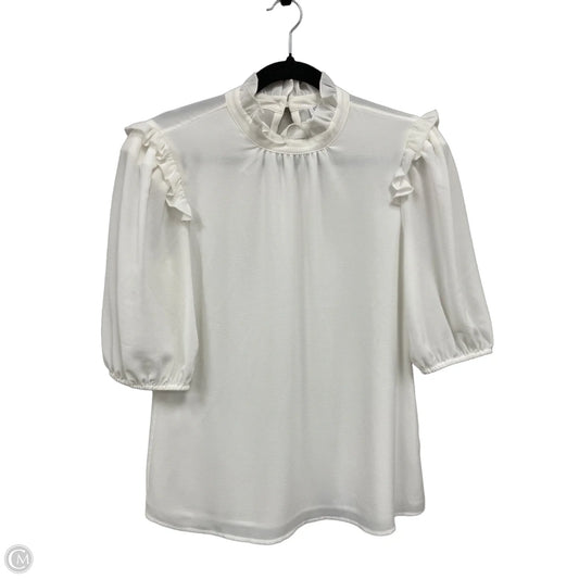 Blouse Short Sleeve By Calvin Klein In White, Size: M