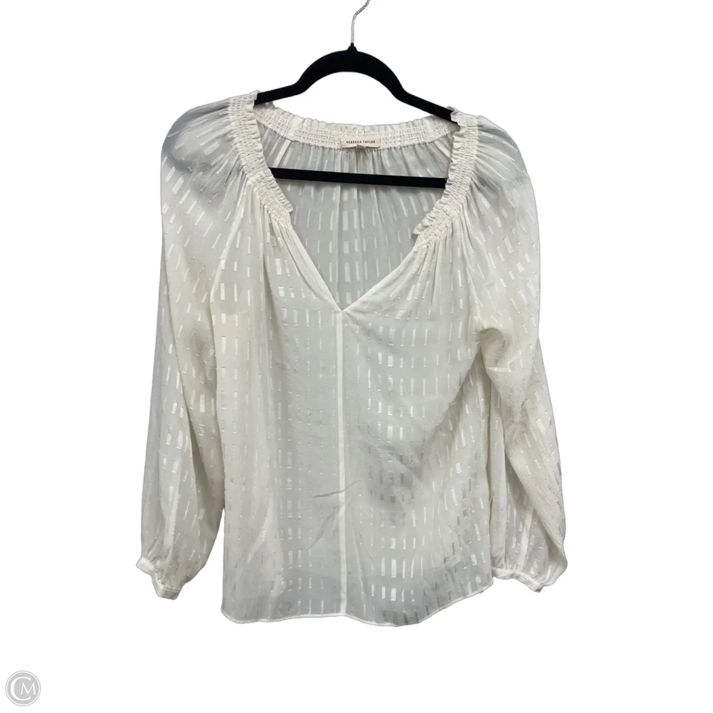 Blouse Long Sleeve By Rebecca Taylor In Ivory, Size: 2