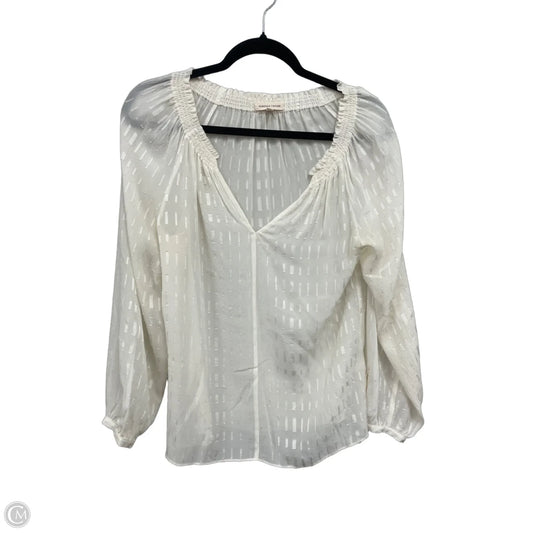 Blouse Long Sleeve By Rebecca Taylor In Ivory, Size: 2