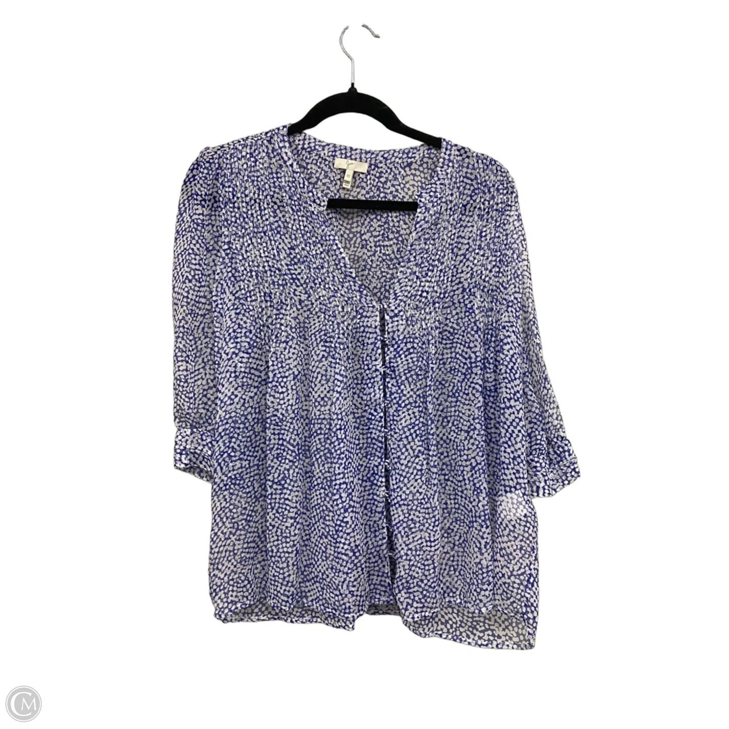 Blouse 3/4 Sleeve By Joie In Blue & White, Size: Xs