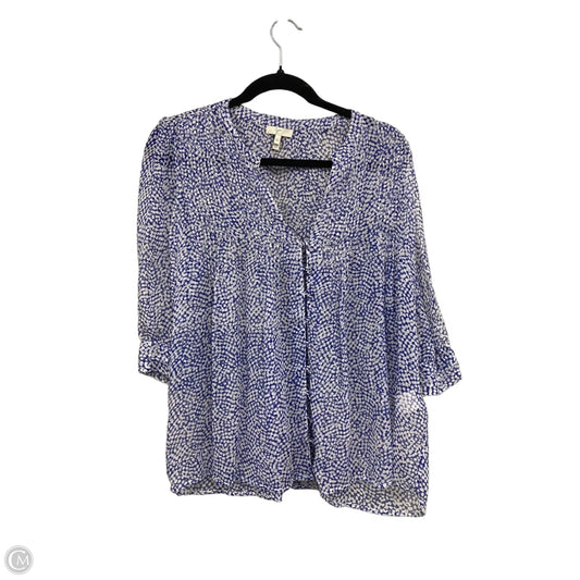 Blouse 3/4 Sleeve By Joie In Blue & White, Size: Xs