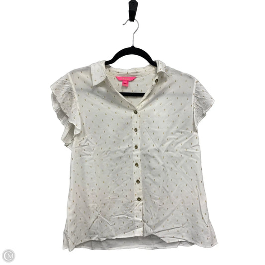 Blouse Designer By Lilly Pulitzer In Gold & White, Size: S