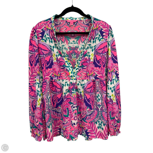 Blouse Designer By Lilly Pulitzer In Pink & Purple, Size: L