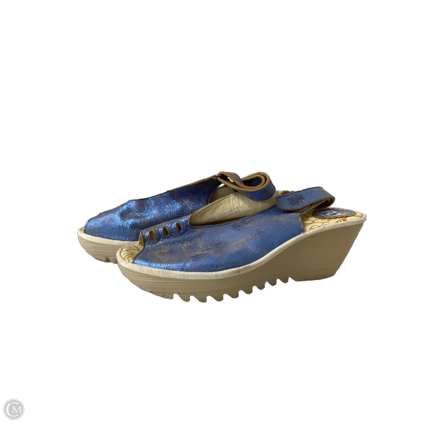 Sandals Heels Wedge By Fly London In Blue, Size: 8.5