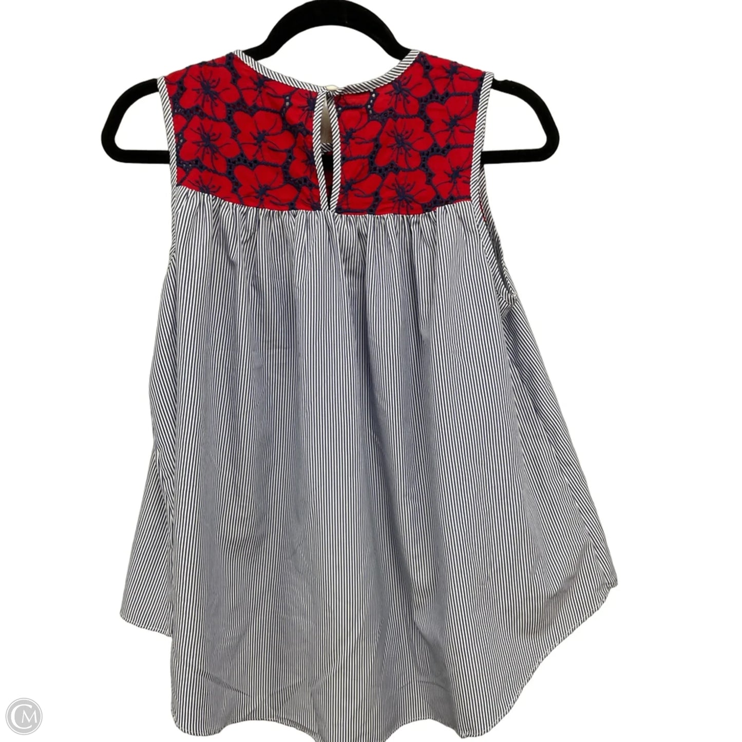Blouse Sleeveless By English Factory In Blue & Red, Size: M