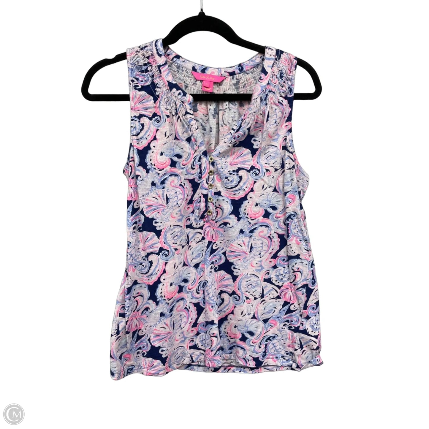 Top Sleeveless Designer By Lilly Pulitzer In Blue & Pink, Size: S