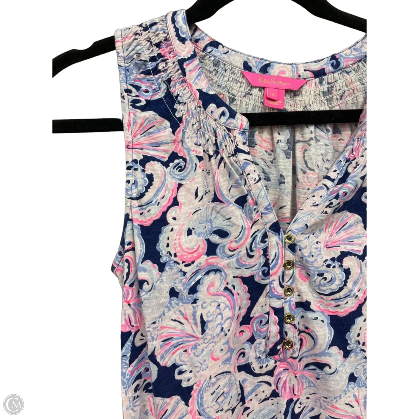 Top Sleeveless Designer By Lilly Pulitzer In Blue & Pink, Size: S