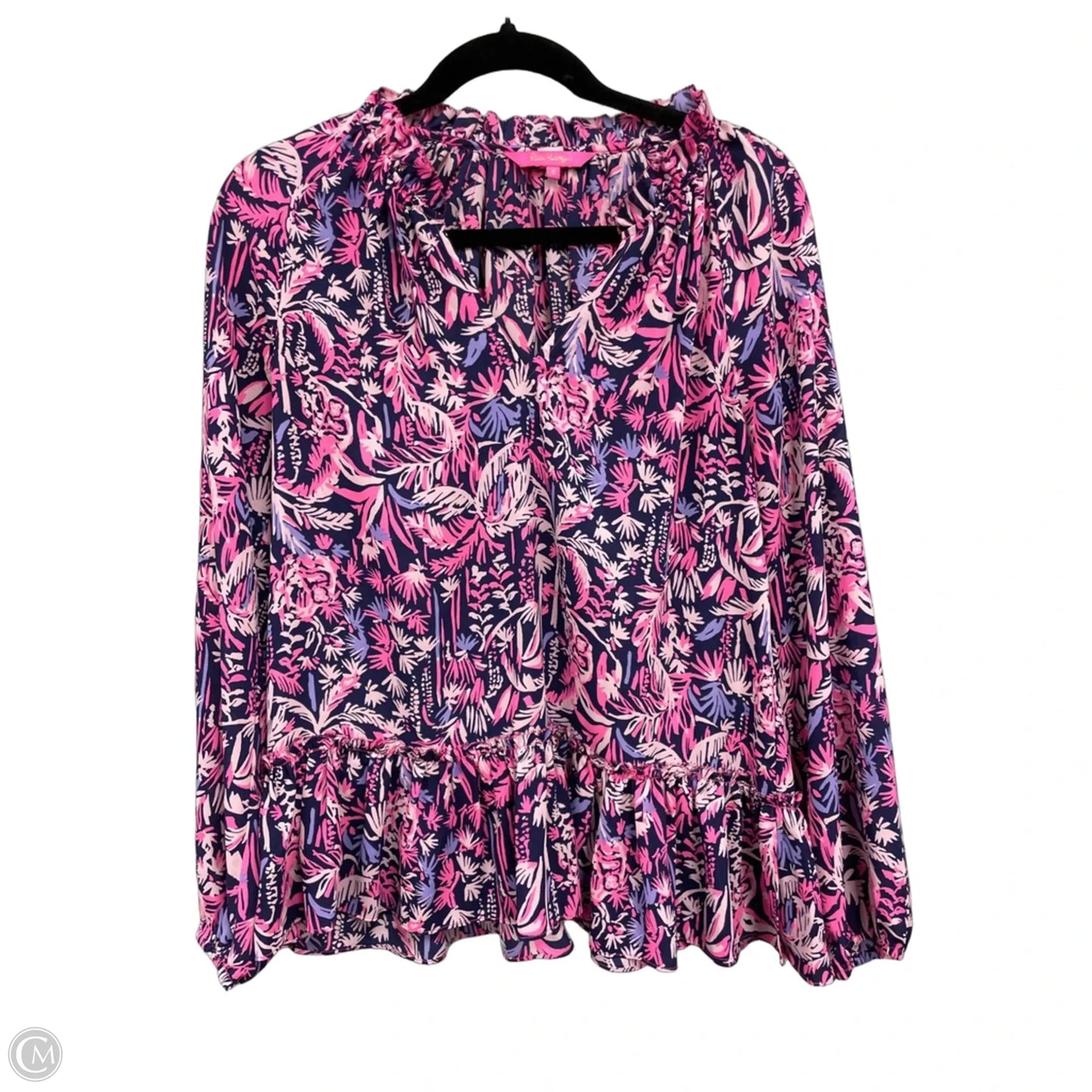 Blouse Designer By Lilly Pulitzer In Blue & Pink, Size: S