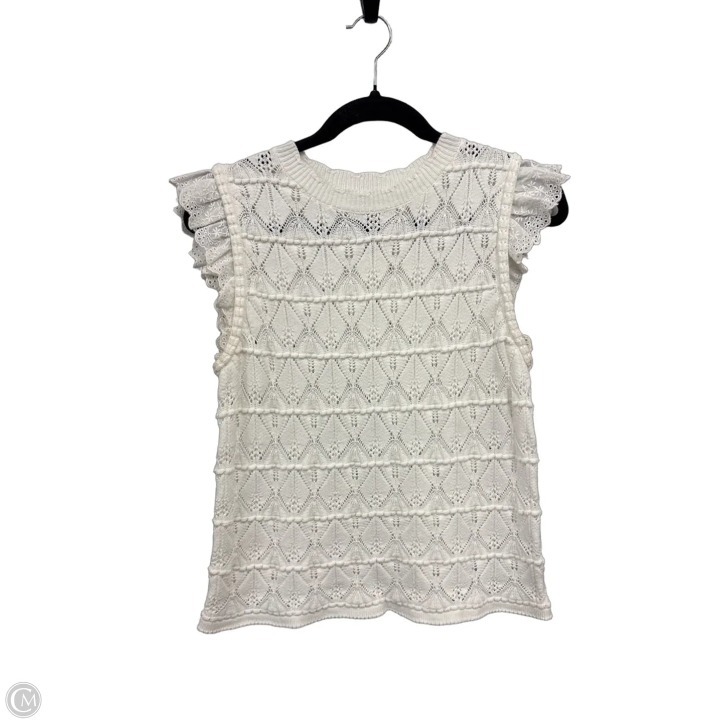 Sweater Short Sleeve By Current Air In White, Size: M