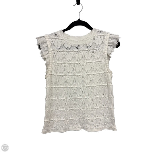 Sweater Short Sleeve By Current Air In White, Size: M